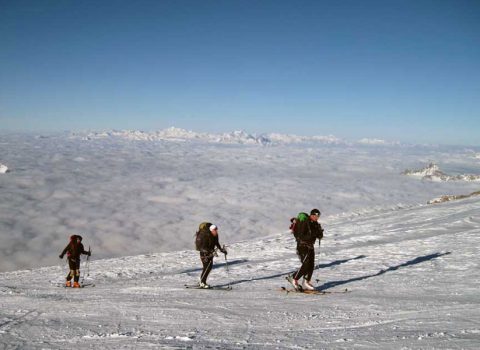 Ski mountaineering in the European Alps: technical level 5